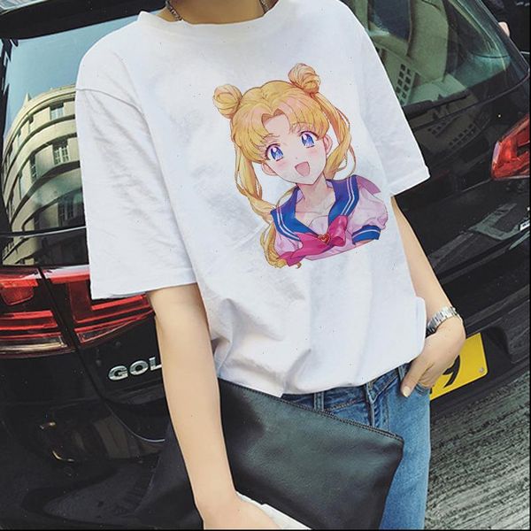 

women t shirt shirts casual harajuku beautiful girl printed tee female short sleeve for clothing, White