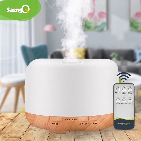 saengQ Elektrischer Aroma-Luftbefeuchter, 300 ml, 500 ml, 1000 ml, Ultraschall-Kühlnebelhersteller, Nebelgerät, LED-Diffusor für ätherische Öle