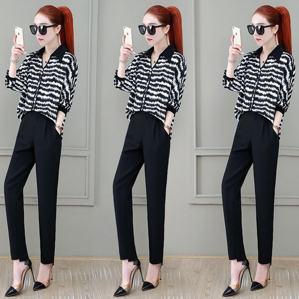 

women's tracksuits shirt women two piece set 2021 female royal sister young style elegant fashion casual slimming outfits for, Gray