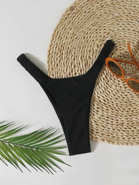 

ruched back high leg bikini panty p0dn#, White;black