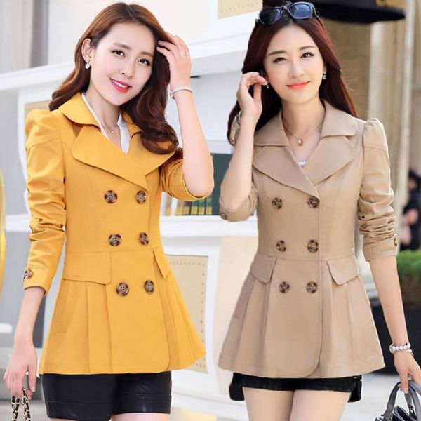 

women's trench coats spring and autumn korean windbreaker fashion slim temperament jacket tide 9w9r, Tan;black