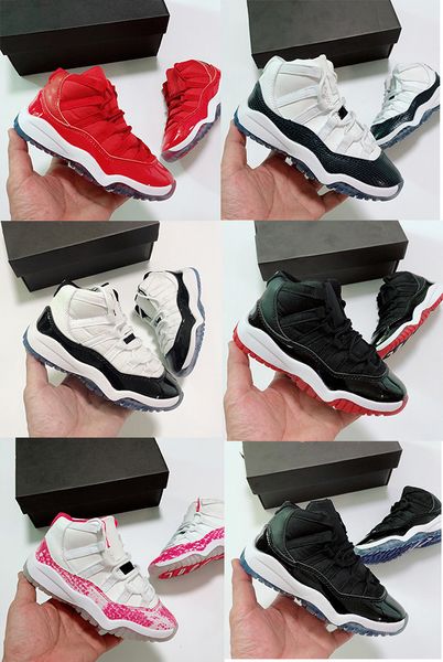

toddler 11 72-10 kids basketball shoes bred concord gs heiress suede maroon gamma blue 11s sports athletic sneakers 28-35 online, Black
