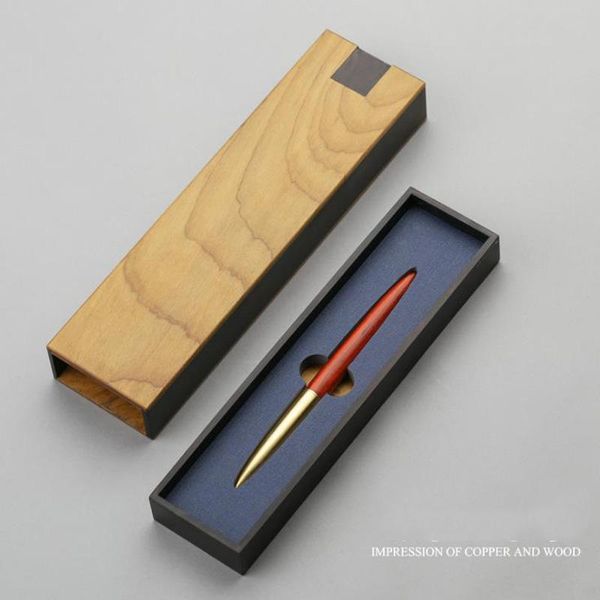 

gel pens 1 set mahogany signature pen creative commemorative gifts office brass cap business luxury wooden gift box customized