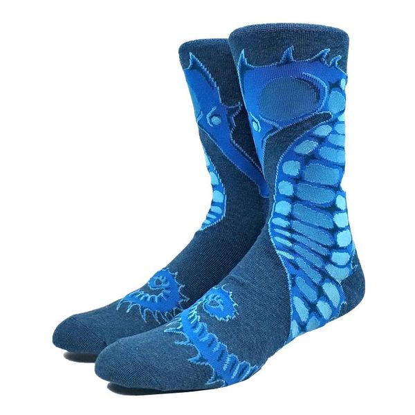 

men's socks happy funny hippocampus, Black