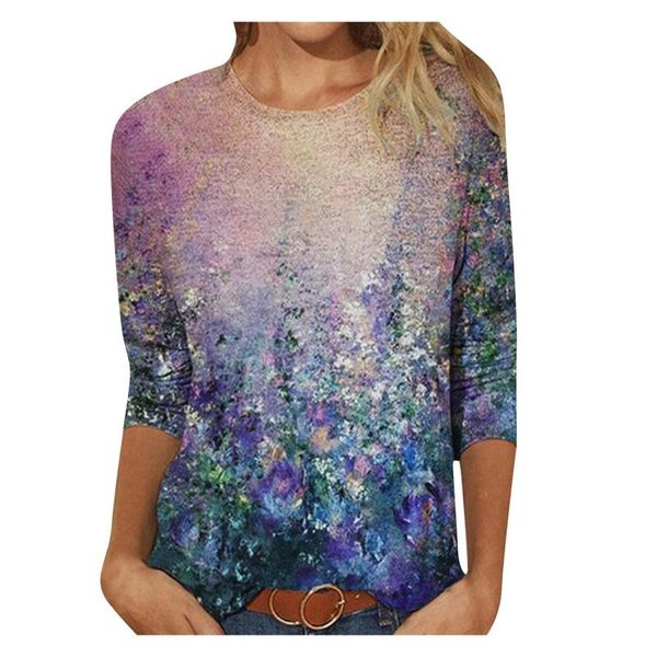 

women's blouses & shirts long sleeve loose casual oversized shirt beautiful print crewneck women blouse plus size chemise femme, White