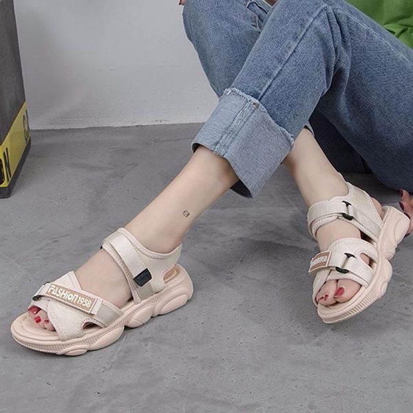 

woman summer sandals female thick bottom shoes sneakers open toe platform increased fashion casual flats, Black