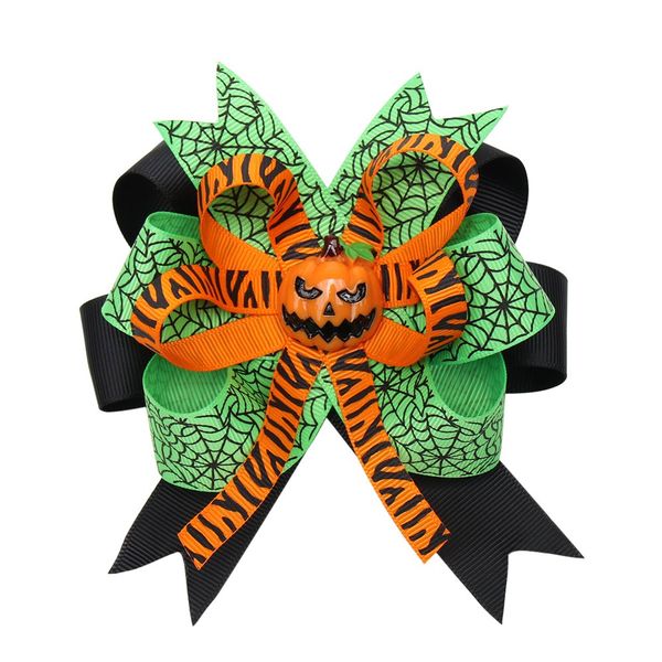 

2021 halloween hair bows for girls designed printed hair clip pumpkin ghost patches hairpin festival party kids hair accessories, Golden;white