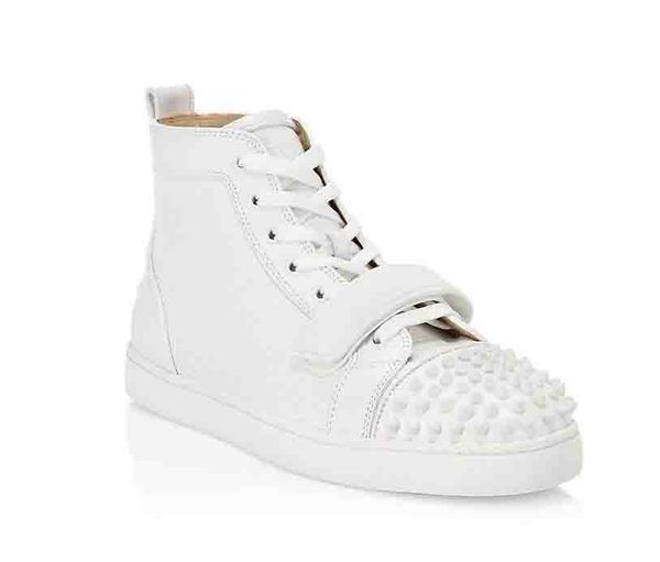 

men's red bottom casual shoes sneakers flats studs high couple's walking discount trainer spikes flat textured leather high-sneake, Black