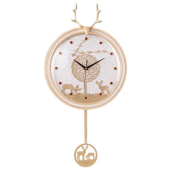 Relógios de parede Gold Gold Gold Modern Design Metal Metal Pendulum Decoração de casa silenciosa Relógios de estar Decoração de Horloge Gift