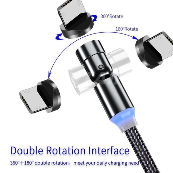 180/360 Grad drehbare magnetische Saugkabel, Micro-USB-Typ-C-Schnellladegerät