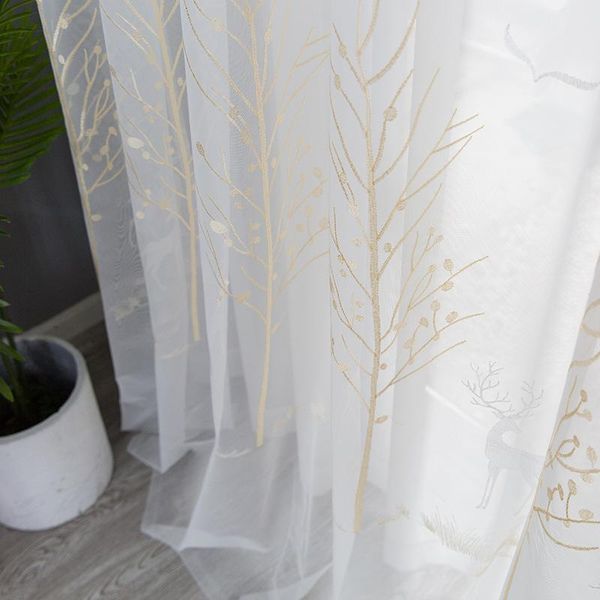 

curtain & drapes embroidered sheer curtains for living room bedroom fawn tulle pink voile panel window treatments home decor
