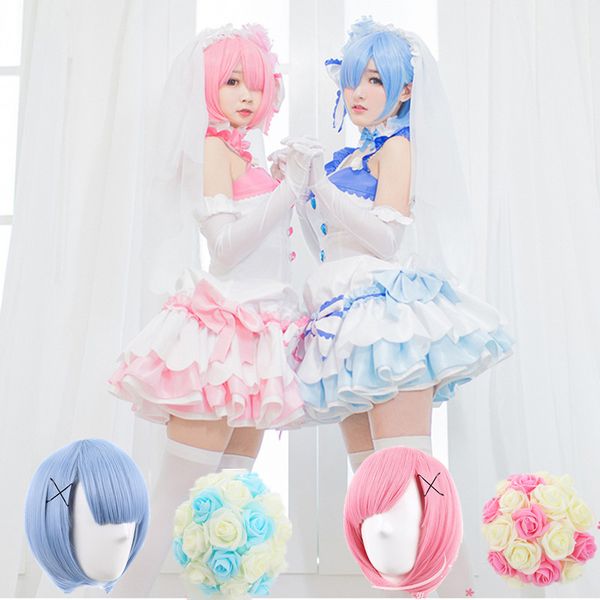 

anime costumes anime relife in a different world from zero ram rem wedding dress uniform cosplay costume full set cosplay ram re, Black