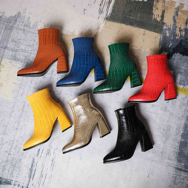 

dress shoes winter 7 colors women ankle boots zip pointed toe heels female party boots 5az2, Black