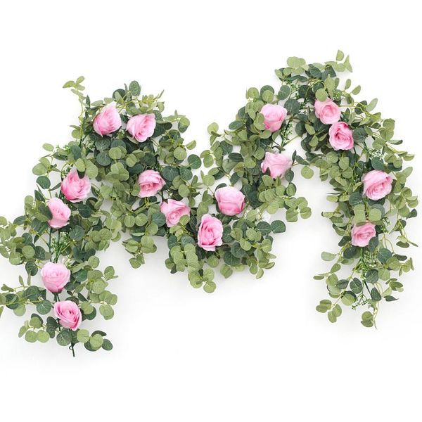 

decorative flowers & wreaths eucalyptus vine garland artificial peony plants rose wall rattan wedding garden home decoration accessories