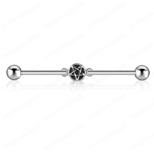 Star Industrial Barbell Piercing Schmuck Edelstahl Ohrknorpel Helix Conch Ohrring 1 1/2 Zoll (38 mm)