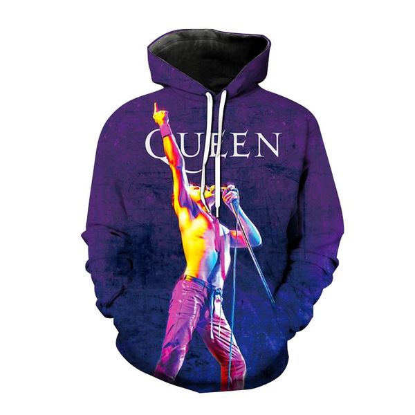 

men's hoodies & sweatshirts 2021 est brand queen freddie mercury hoodie street trend oversized sweatshirt and women's fashion pull, Black