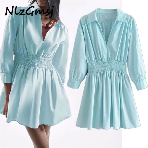

dres mini shirt elegant elastic waist office laay summer woman fashion poplin 05 210628, Black;gray