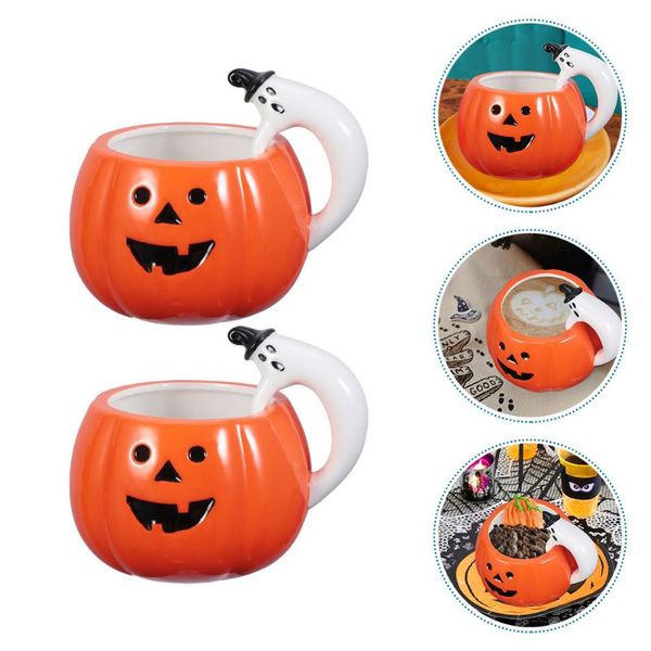 

cups & saucers 2pcs pumpkin mugs multipurpose creative practical ceramic