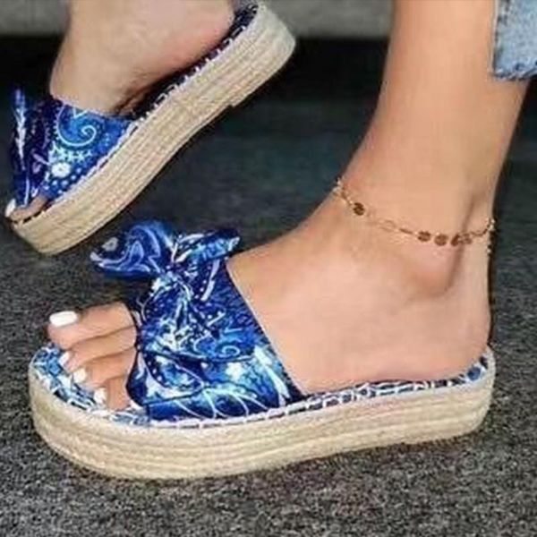 

slippers women ladies platform butterfly knot flat shoes summer woman casual fashion female sewing slipper shoe 2021 plus size, Black
