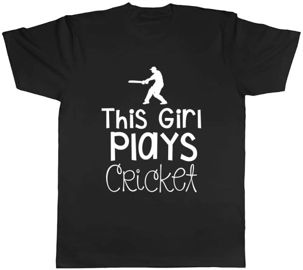 

this girl plays cricket mens t-shirt tee, White;black