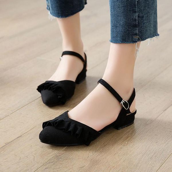 

dress shoes oversized 9  12 ladies high heels women woman pumps pointed folded buckle single shoe, Black