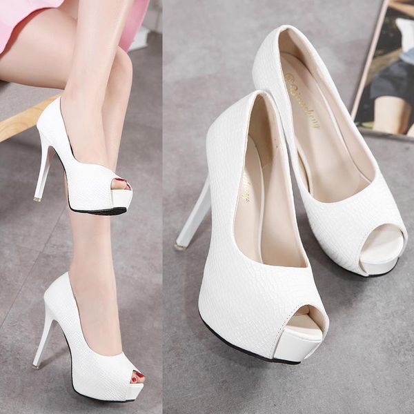 

platform sandals peep toe high heels pumps women shoes black white 12cm party dress wedding