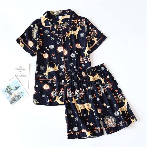 

summer s pijama mujer thin section short-sleeved shorts large floral print pajamas home service ladies pajamas for women 210928, Black;red