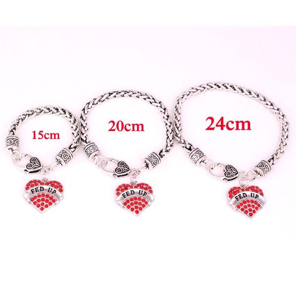 

charm bracelets bracelet for women fed up written heart shape crystals pulseras three kinds length chain zinc alloy provide drop, Golden;silver