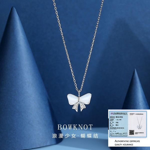 

chains 925 sterling silver bowknot necklace jewelry for woman anniversary fine luxury rose gold butterfly chain length 45cm