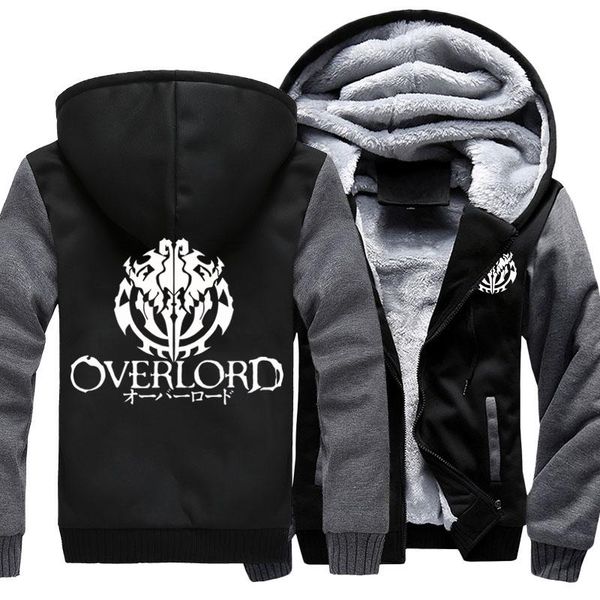 

men's hoodies & sweatshirts brand us size hoodeies anime overlord fleece thicken hoody jacket coat, Black