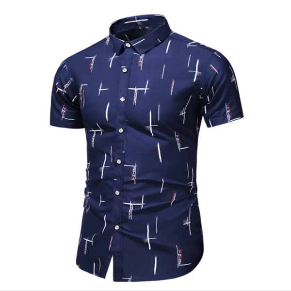 

men's hawaiian shirt fashion casual button printed business short sleeve breathable -6xl shirts, White;black