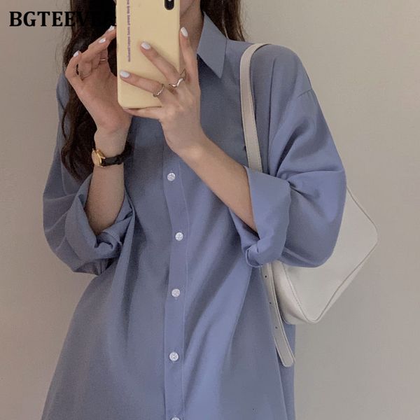 

knits 2021 casual button women shirt female solid elegant blouse fashion loose blusas mujer new 51qv, White