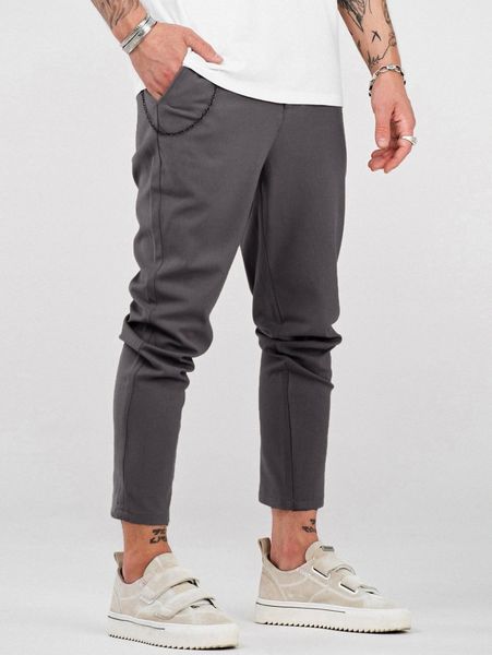 

men drawstring waist crop pants without chain o8am#, Black