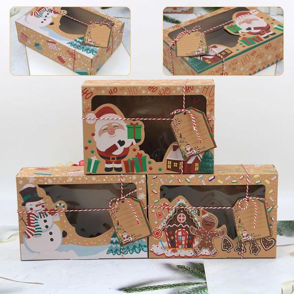 

gift wrap 12pcs kraft paper portable christmas box party favor holders goody candy cookie boxes for home