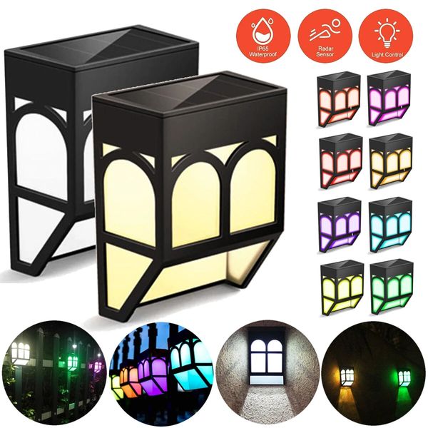 

rgb led solar wall street light automatic lamp waterproof outdoor garden - rgb+cold white