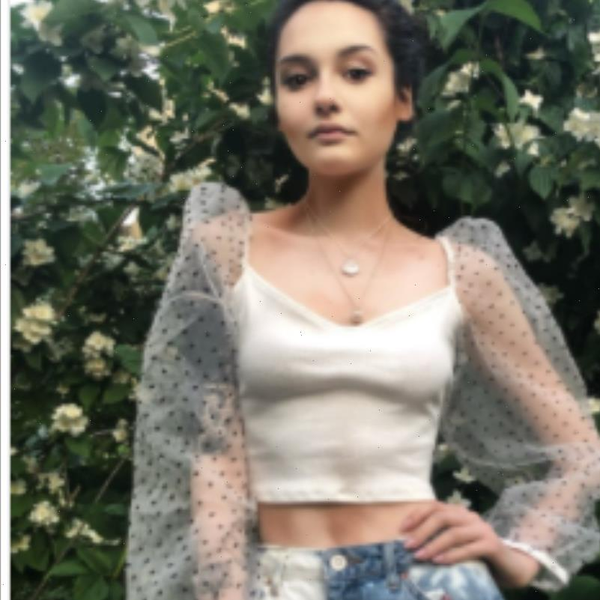 

za women shirts womens v neck puffy long sleeve transparent hard yarn splicing wave dot printed tulle in autumn, White