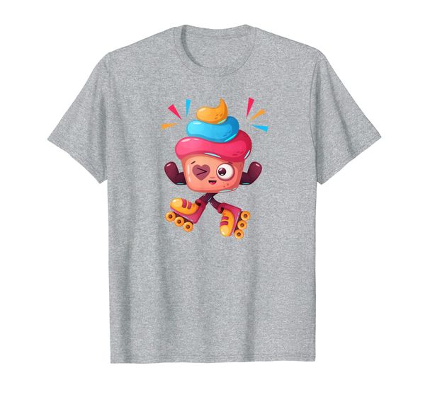 

cute cupcake skating illustration design t-shirt, White;black