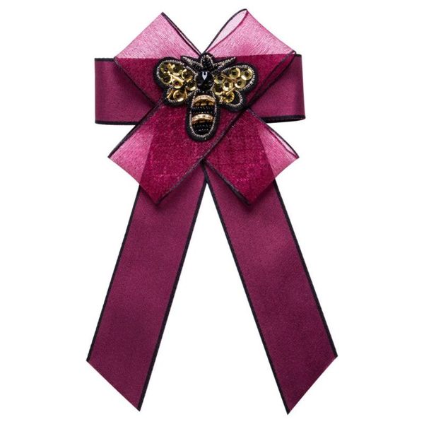 

pins, brooches fashion bohemia lace fabric ribbon pins tie bowknot honeybee for women, Gray