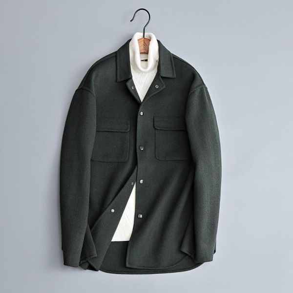 

casual great designer men jacket double-sided wool material green mens baseball solid outerwear coat 1824 men's jackets, Black;brown
