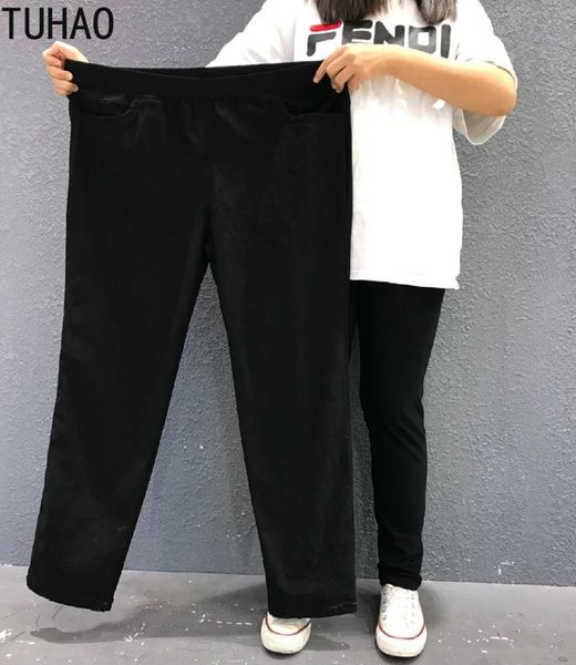 

women's pants & capris tuhao plus size 9xl 8xl 7xl 6xl mom jeans women 2021 spring office lady casual ladies stretchy denim 5xl 4xl wm5, Black;white