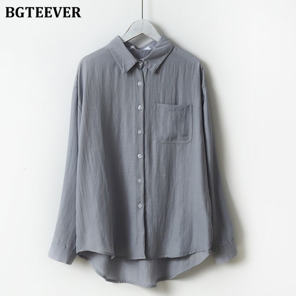 

knits casual long sleeve women blouse spring summer turn-down collar loose single-breasted female shirts hqa7, White