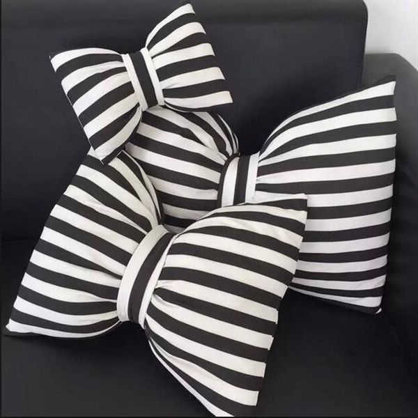 

cushion/decorative pillow bow cushion black and white striped po props cute korean home decoration sofa bed decor back gift for girls