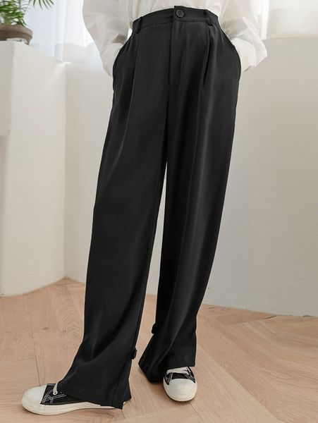

dazy high waist slant pockets wide leg pants n2d7#, Black;white
