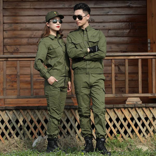 

cotton men's working clothes women's workwear army green shirt uniform trousers of two garments dress outdoors ykds, White