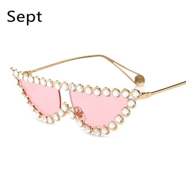 

sunglasses sept fashion cat eye diamond shades rhinestone metal sun glasses vintage for female uv400, White;black