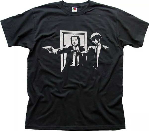 

pulp fiction bmf film quentin tarantino black cotton t-shirt 01043, White;black
