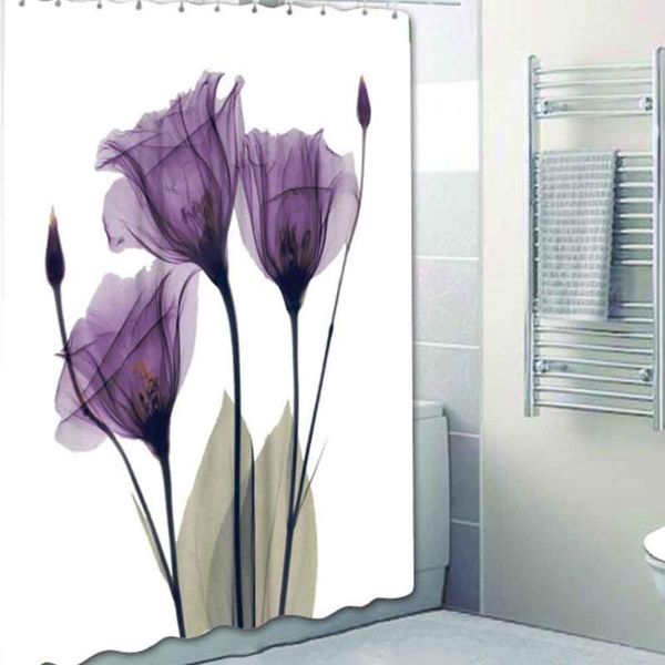 

shower curtains anti mildew fashion purple flower toilet vivid home bathroom universal waterproof polyester print art rectangle curtain