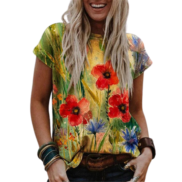 

women's 3d red flower printed polyester t-shirt oversized loose short sleeve v-neck t-shirt casual streetwear summer basic t-shirt 5xl, White