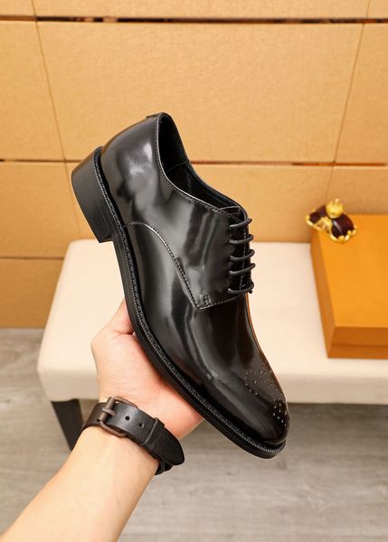 

gentlemen party wedding genuine leather dress shoes mens handmade business office oxfords casual flats size 38-45, Black