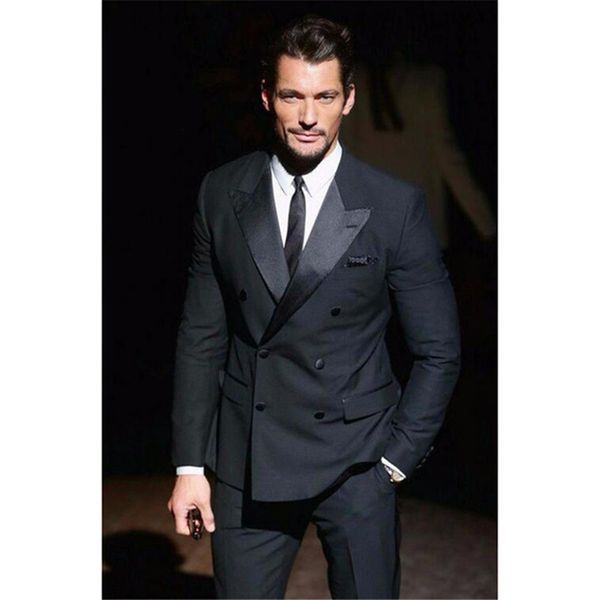 

men's suits & blazers tuxedo smolking groom thin suit and culine evening for men jacket + harcoal pants breasted peake, White;black